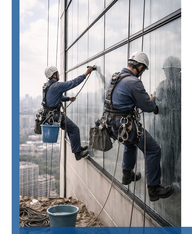 Профессиональная мойка фасадных окон альпинистами в Солнечногорске