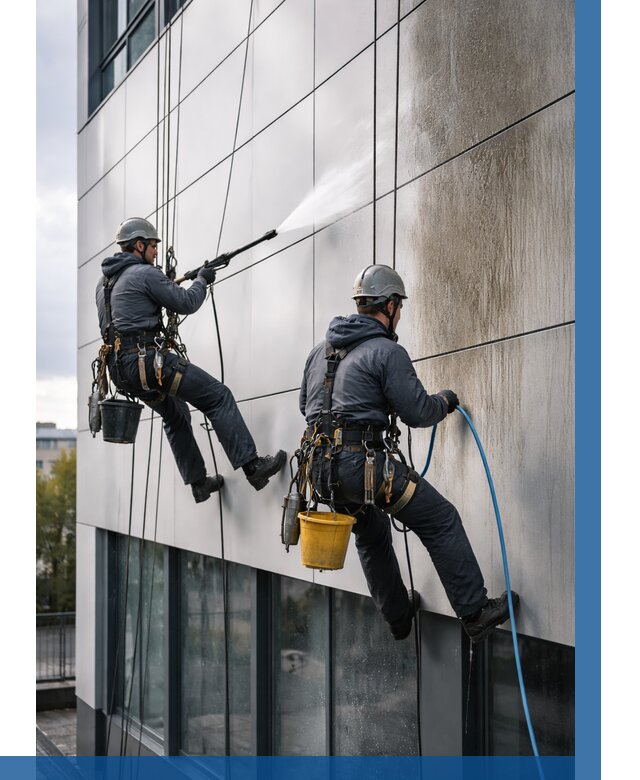 Мойка фасада из композита в Солнечногорске по цене от 312 р. | ВЫСОТНИК-Слн