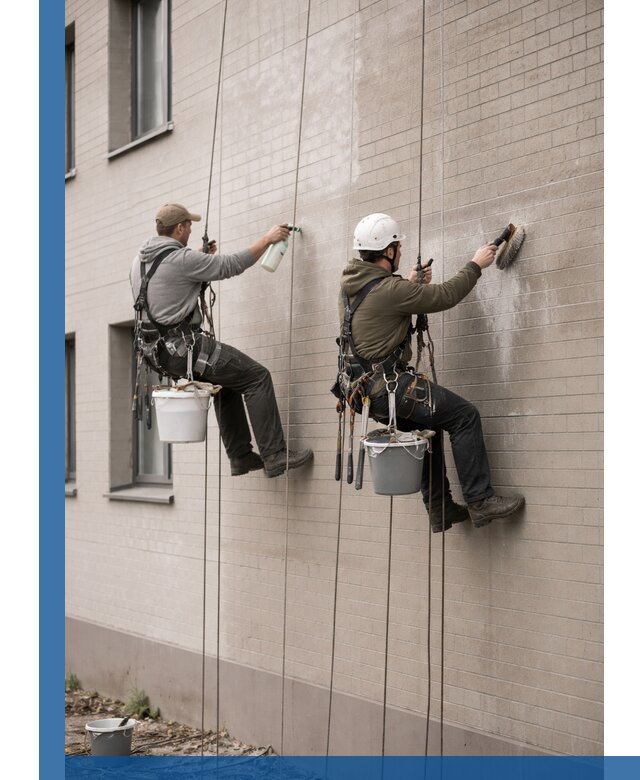 Удаление высолов с фасада зданий в Солнечногорске без повреждений и следов
