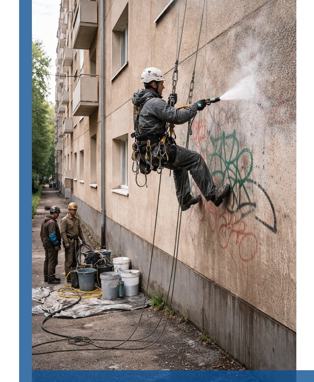 Удаление граффити с фасада в Солнечногорске без следов и повреждений