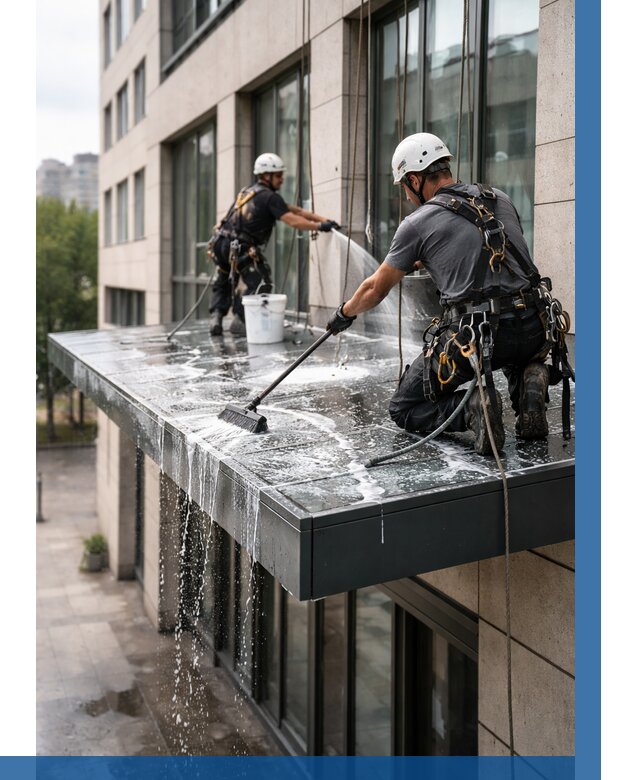 Мойка козырьков и навесов в Солнечногорске от 3643 р. | ВЫСОТНИК-Слн