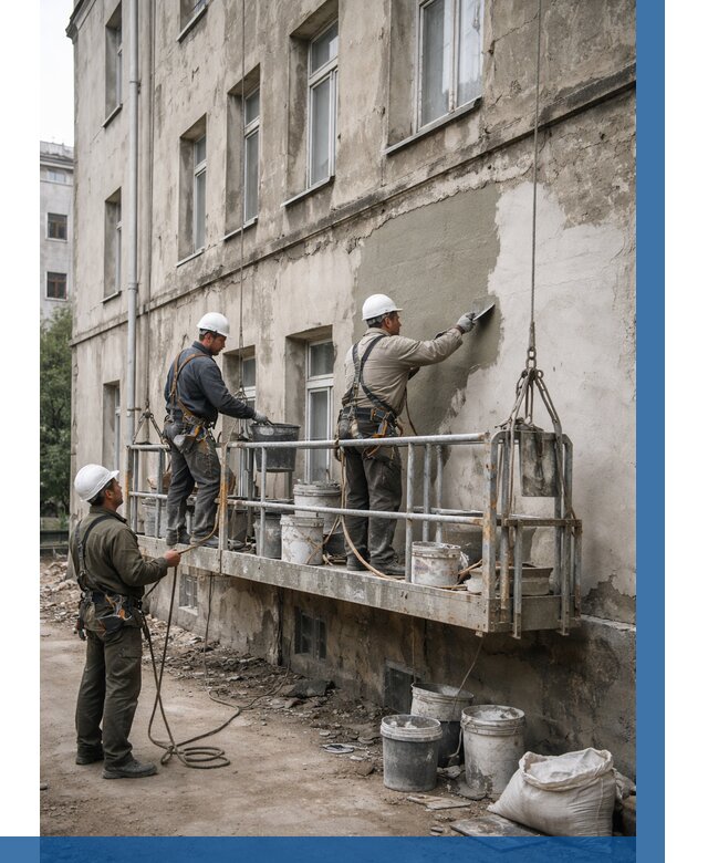 Капитальный ремонт фасада в Солнечногорске от 4371 р. | ВЫСОТНИК-Слн