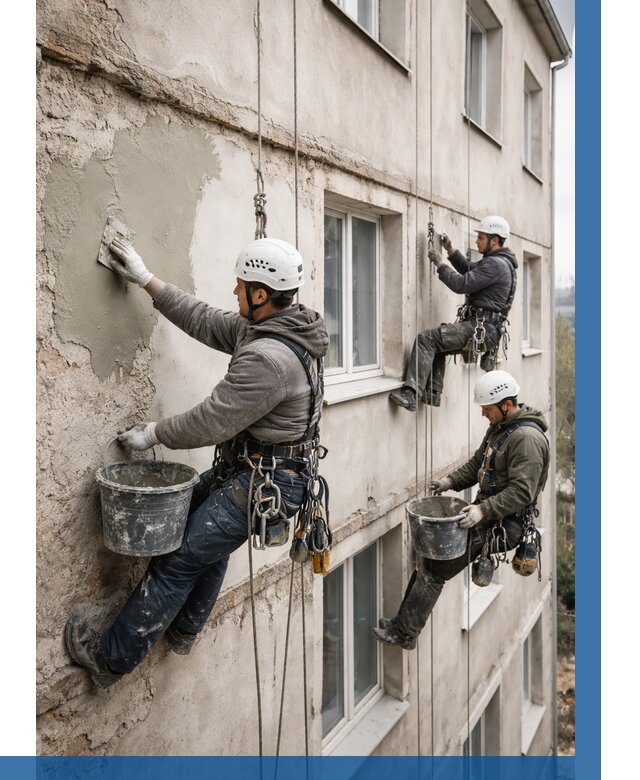 Ремонт штукатурного фасада в Солнечногорске от 781 р. под ключ | ВЫСОТНИК-Слн