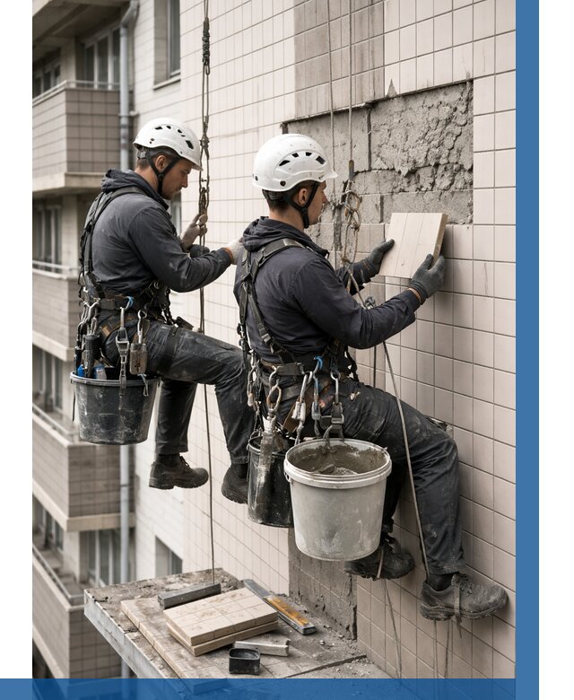 Ремонт облицовки фасада плиткой в Солнечногорске от 1873 р. | ВЫСОТНИК-Слн