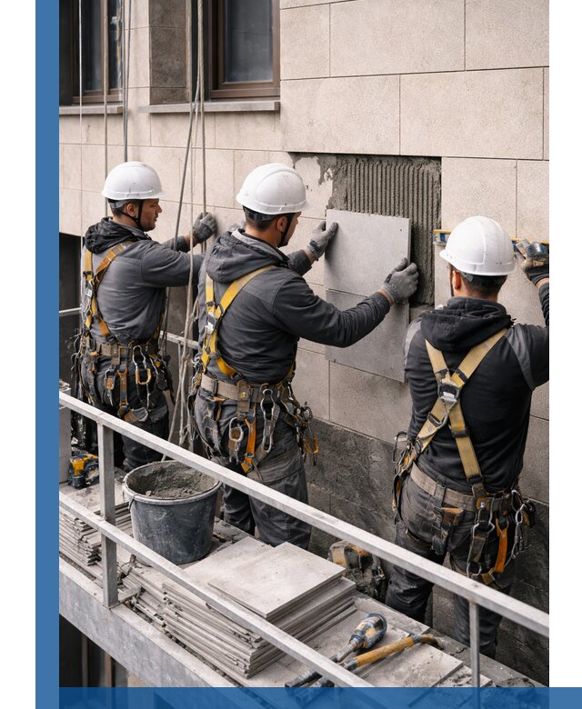 Ремонт облицовки фасада плиткой в Солнечногорске с гарантией