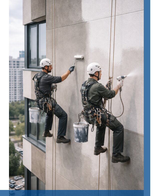 Покраска фасада альпинистами в Солнечногорске от 312 р. | ВЫСОТНИК-Слн