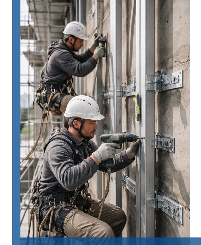 Монтаж и крепление подсистемы вентфасада в Солнечногорске