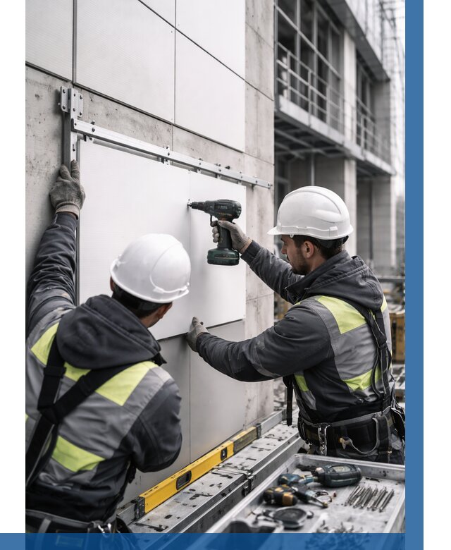 Монтаж композитных панелей фасада в Солнечногорске от 2602 р. | ВЫСОТНИК-Слн