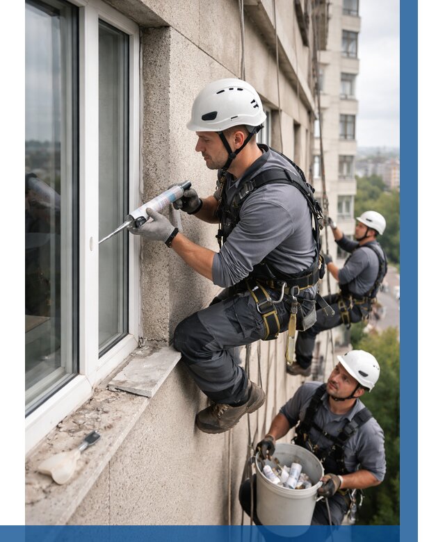Герметизация оконных швов снаружи в Солнечногорске от 1561 р. | ВЫСОТНИК-Слн