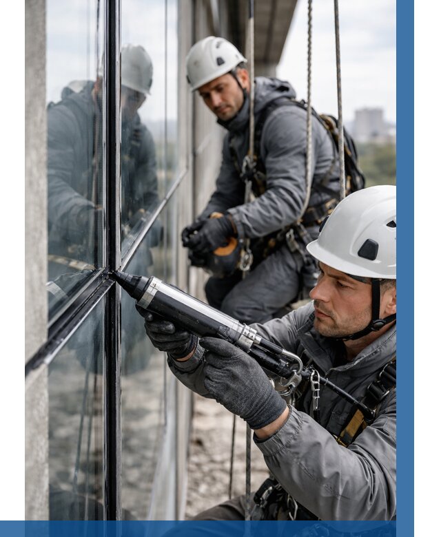 Герметизация витражных швов в Солнечногорске от 677 р. | ВЫСОТНИК-Слн