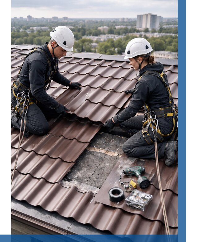 Ремонт металлочерепицы на крыше в Солнечногорске от 937 р. | ВЫСОТНИК-Слн