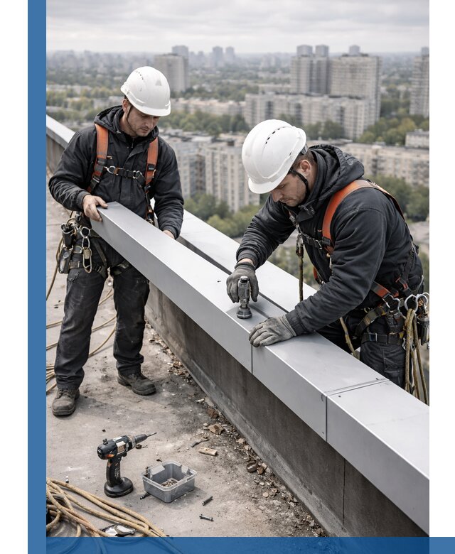 Монтаж парапетных крышек и ограждений кровли в Солнечногорске