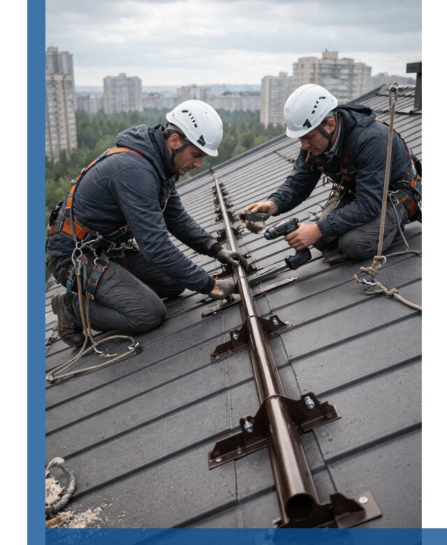 Монтаж снегозадержателей на кровле зданий в Солнечногорске под ключ