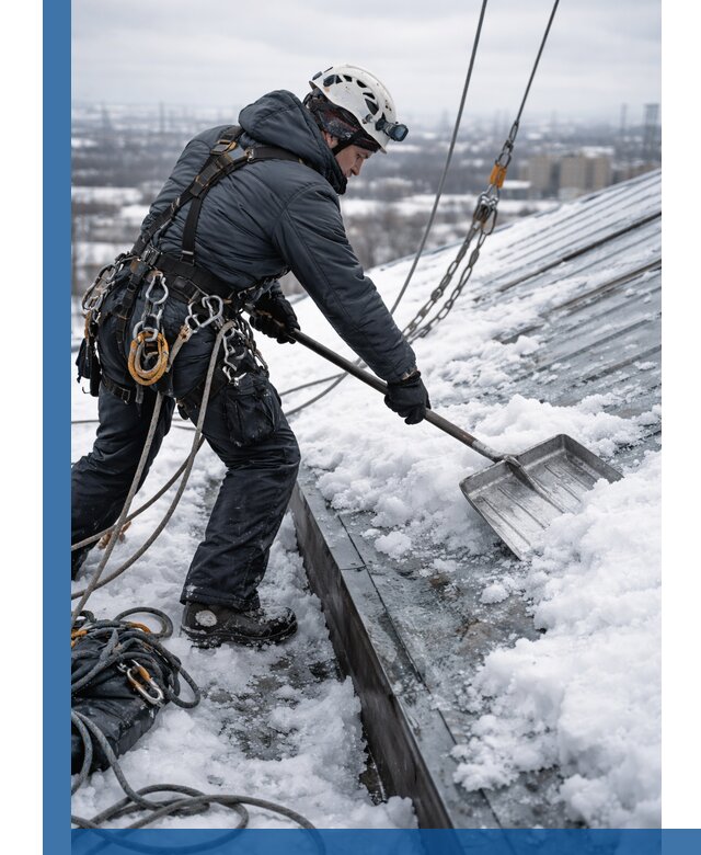 Профессиональная очистка кровли от снега и наледи в Солнечногорске