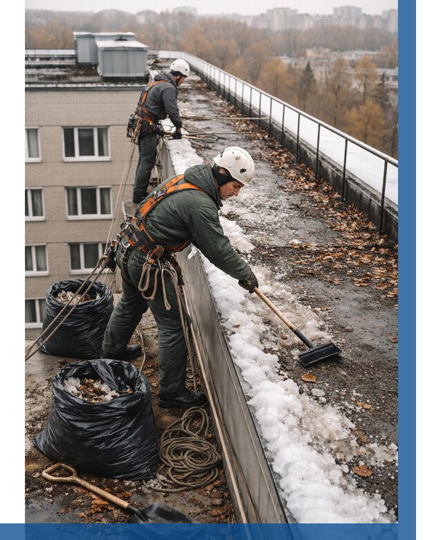 Очистка кровли по периметру в Солнечногорске от 572 р. | ВЫСОТНИК-Слн