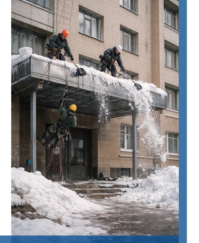 Очистка козырьков от снега в Солнечногорске от 3643 р. | ВЫСОТНИК-Слн