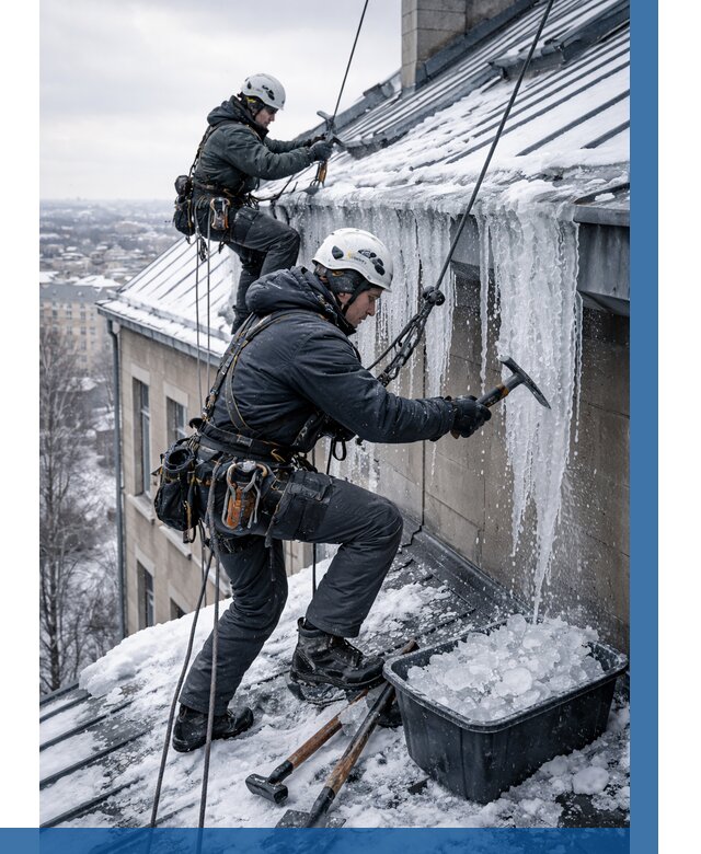 Удаление наледи с кровли в Солнечногорске от 5724 р. | ВЫСОТНИК-Слн