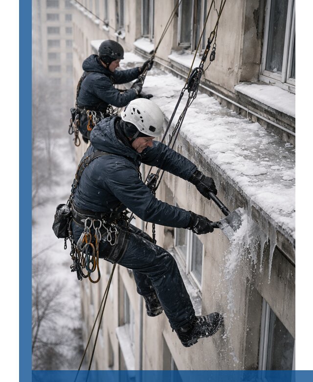 Удаление наледи и сосулек с карнизов в Солнечногорске профессионально