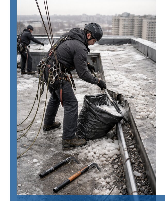 Аварийная очистка кровли в Солнечногорске от промальпинистов