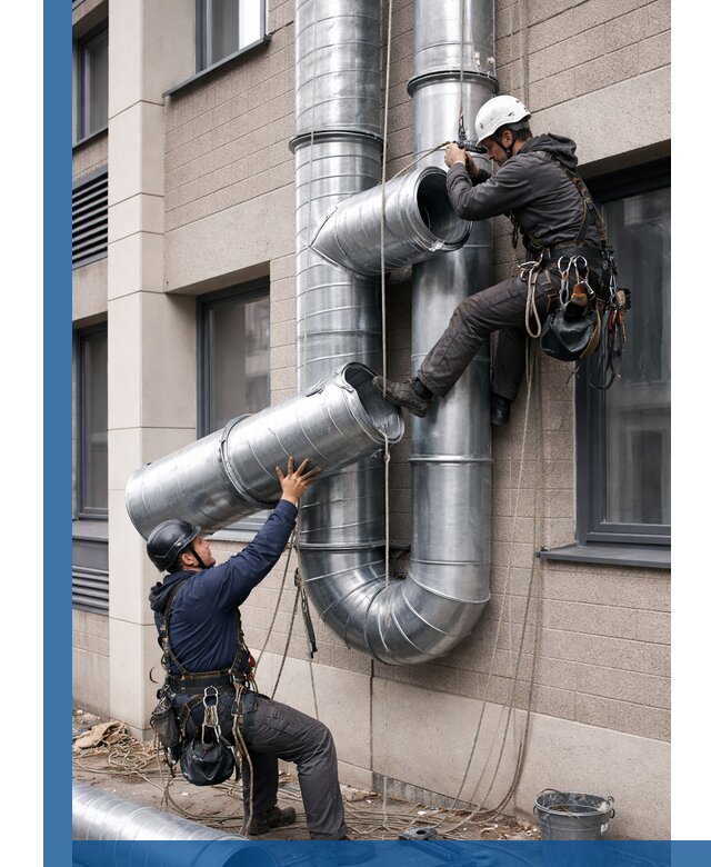Монтаж фасадных воздуховодов в Солнечногорске с герметизацией и крепежом
