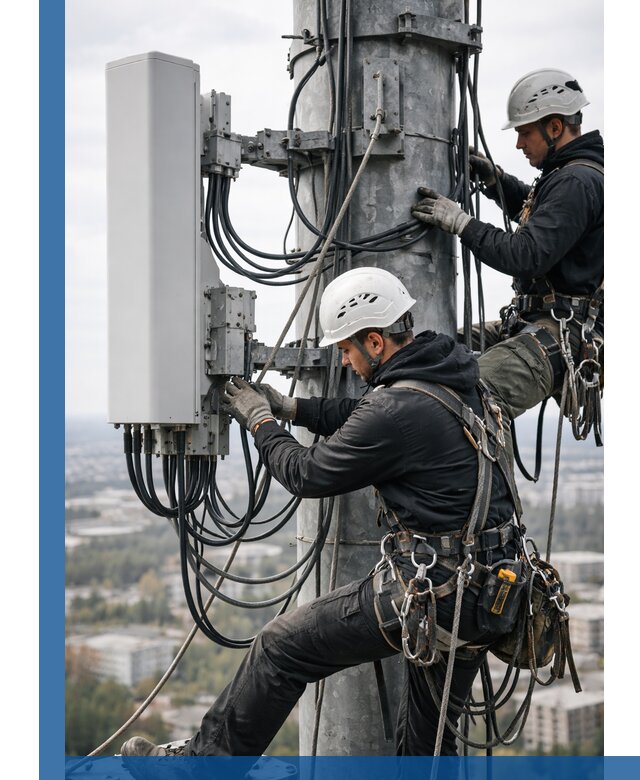 Монтаж оборудования связи на мачте в Солнечногорске с пусконаладкой