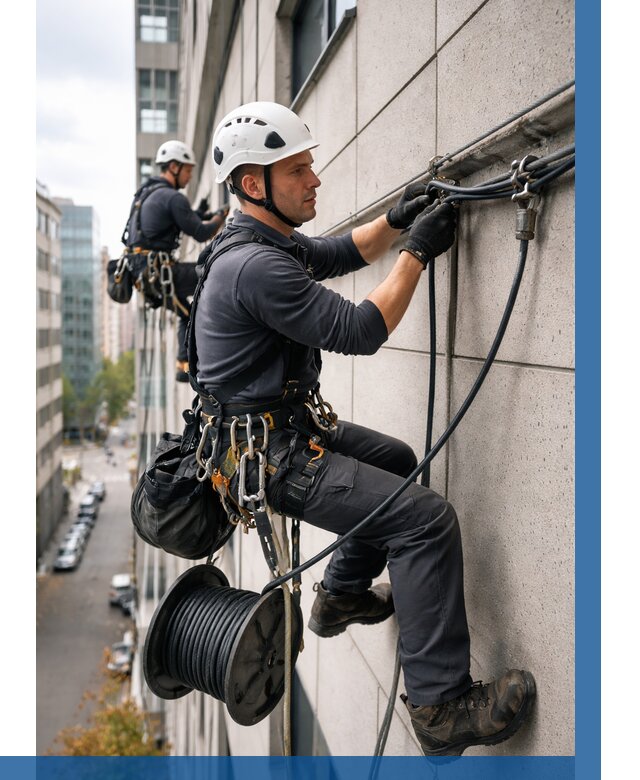 Прокладка кабеля по фасаду в Солнечногорске от 364 р. | ВЫСОТНИК-Слн