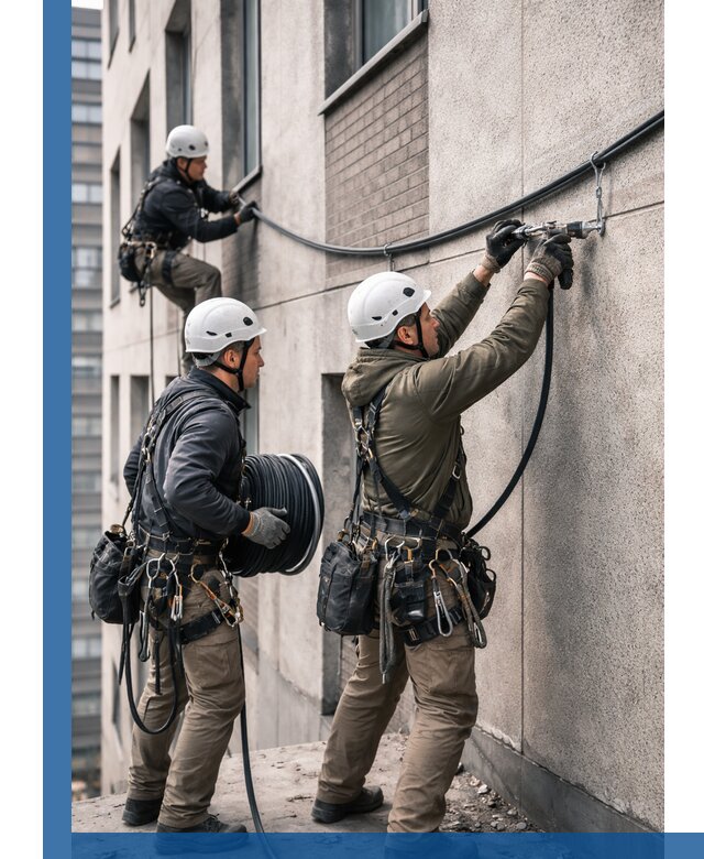 Прокладка кабеля по фасаду в Солнечногорске, профессиональный монтаж