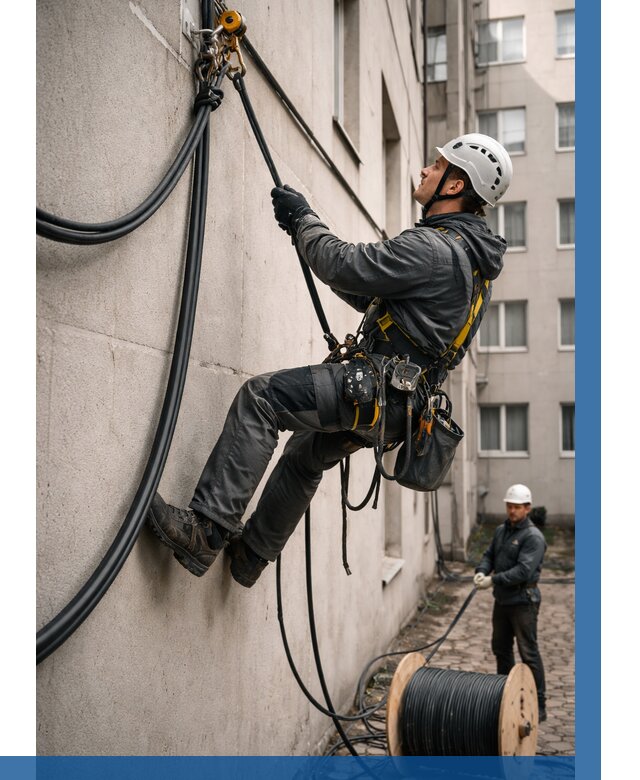 Протяжка кабеля питания на высоте в Солнечногорске от 468 р. | ВЫСОТНИК-Слн