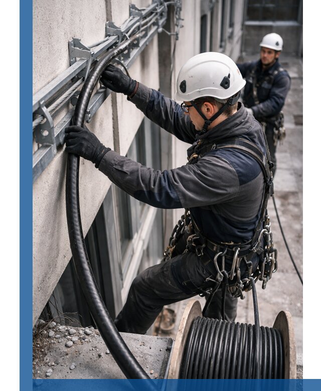 Протяжка кабеля питания на высоте в Солнечногорске с гарантией безопасности и качества