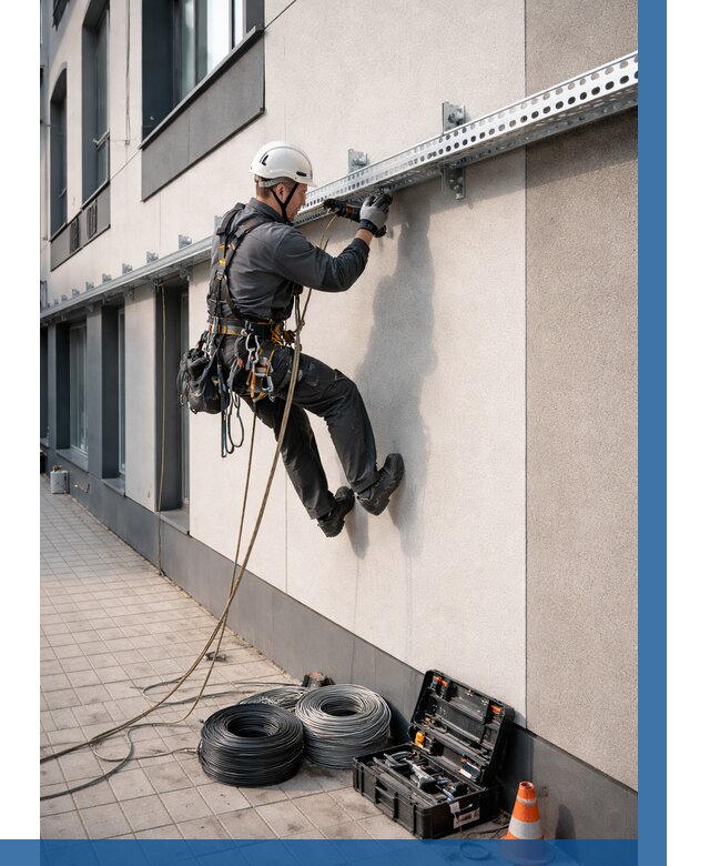 Монтаж кабельных лотков на фасаде в Солнечногорске от 1249 р. | ВЫСОТНИК-Слн