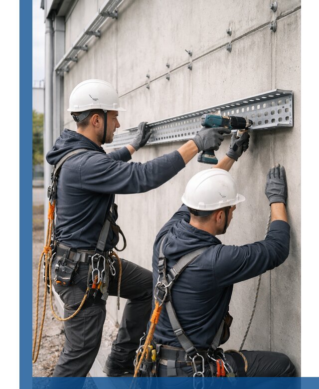 Монтаж кабельных лотков на фасаде зданий в Солнечногорске с гарантией