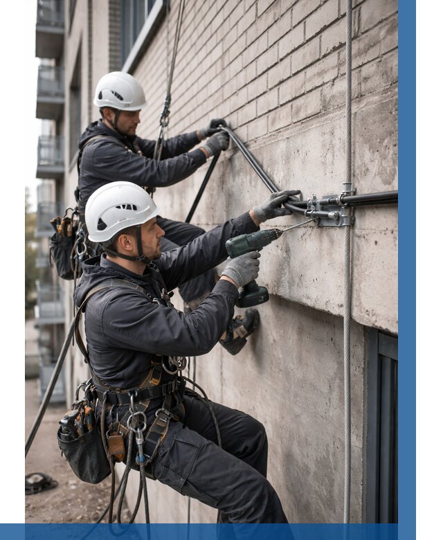 Крепление кабеля на фасаде в Солнечногорске от 364 р. | ВЫСОТНИК-Слн