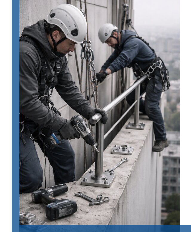 Монтаж перил на высоте в Солнечногорске для жилых и промобъектов