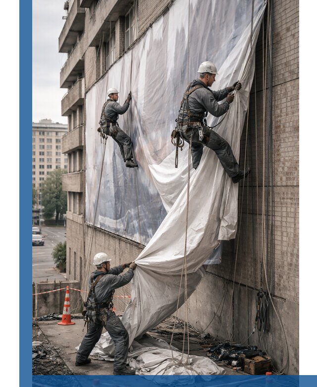 Демонтаж баннеров с фасада в Солнечногорске оперативно и безопасно