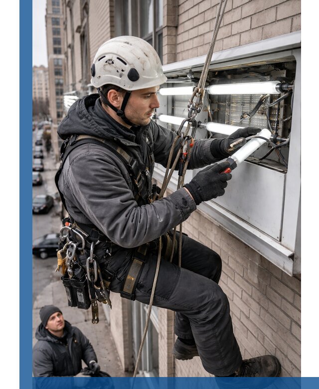Профессиональная замена ламп в наружной вывеске в Солнечногорске