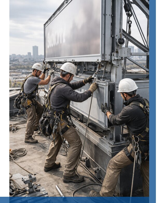 Монтаж крышной рекламной конструкции в Солнечногорске от 62448 р.|ВЫСОТНИК-Слн