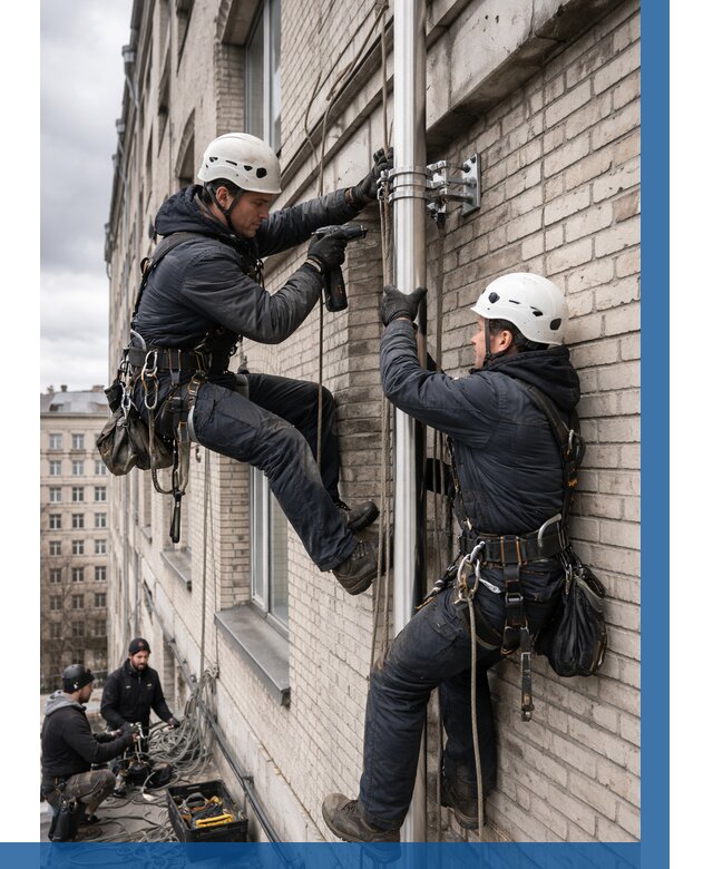 Монтаж флагштока на здании в Солнечногорске от 6765 р. | ВЫСОТНИК-Слн