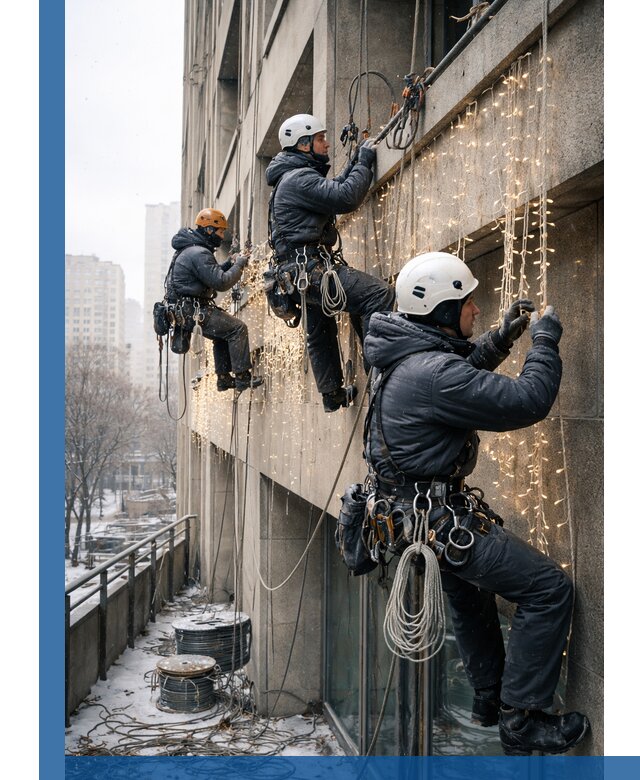 Монтаж новогодней иллюминации и украшение фасадов в Солнечногорске