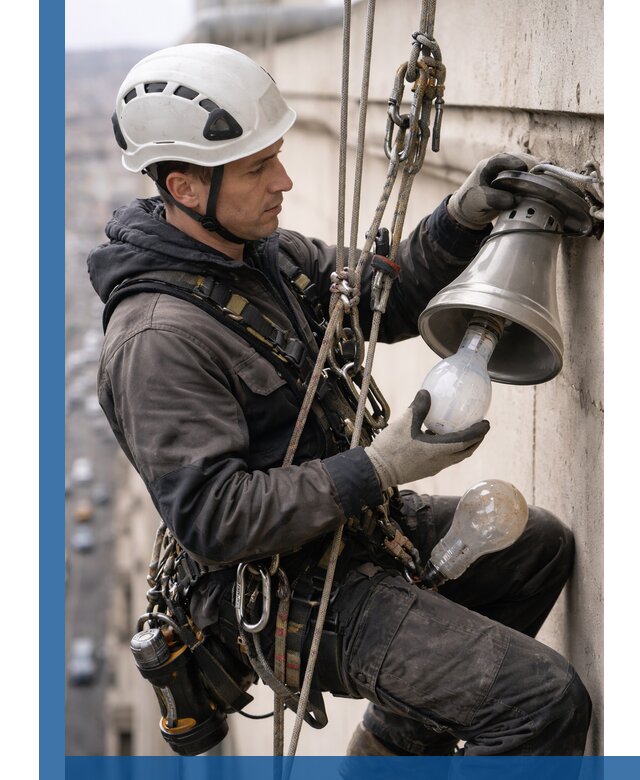 Замена ламп на высоте в Солнечногорске профессионально и быстро