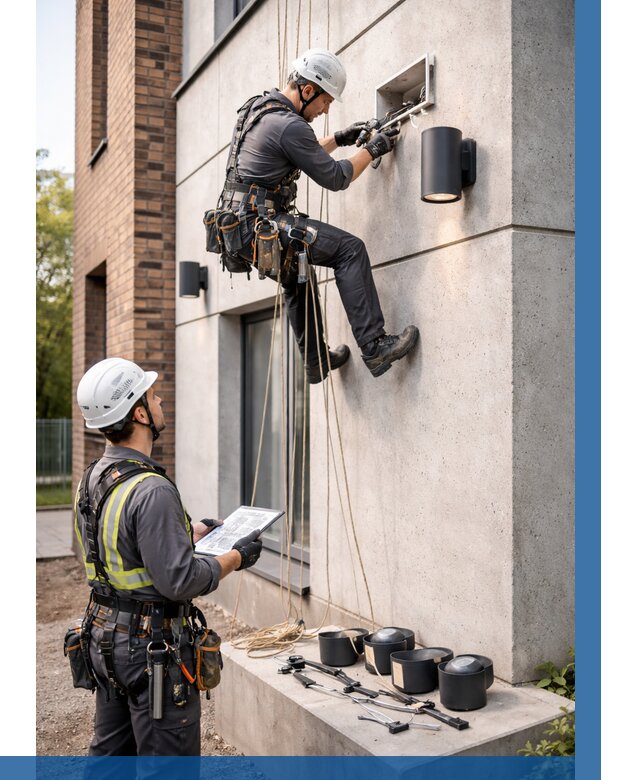 Монтаж фасадного освещения в Солнечногорске от 2602 р. | ВЫСОТНИК-Слн