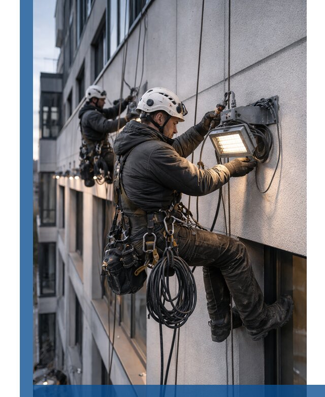 Монтаж фасадного освещения в Солнечногорске установка и подключение