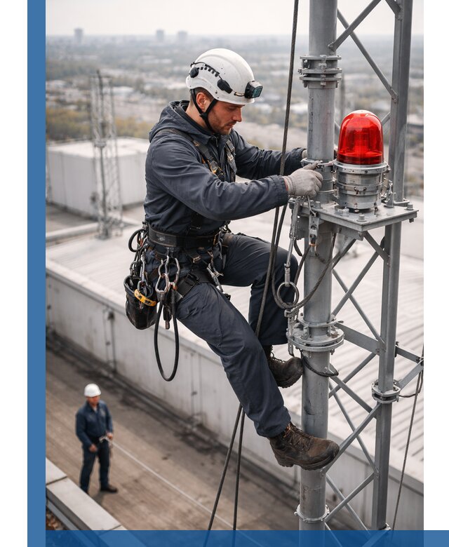 Монтаж заградительных огней и обслуживание объектов в Солнечногорске