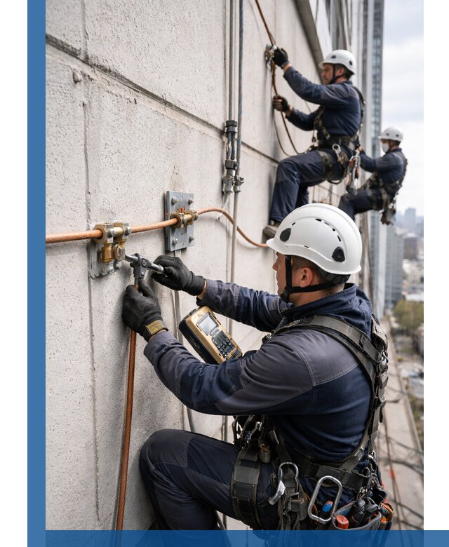 Монтаж системы заземления здания и молниезащиты в Солнечногорске