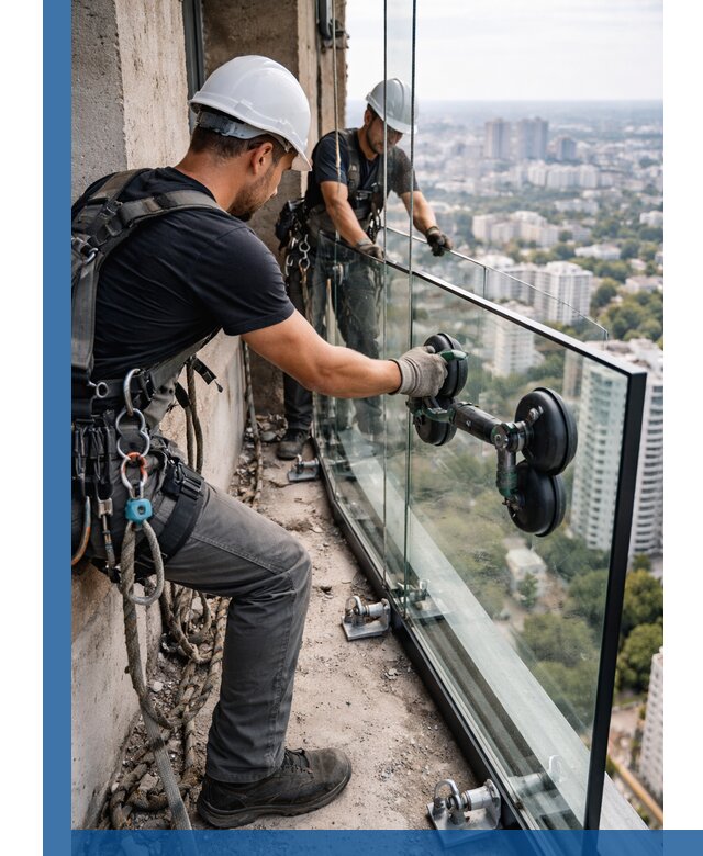 Монтаж стеклянных ограждений под ключ с гарантией в Солнечногорске