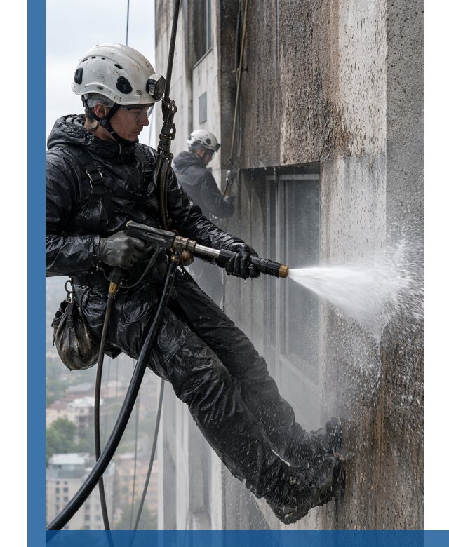 Гидроструйная очистка фасадов и конструкций в Солнечногорске