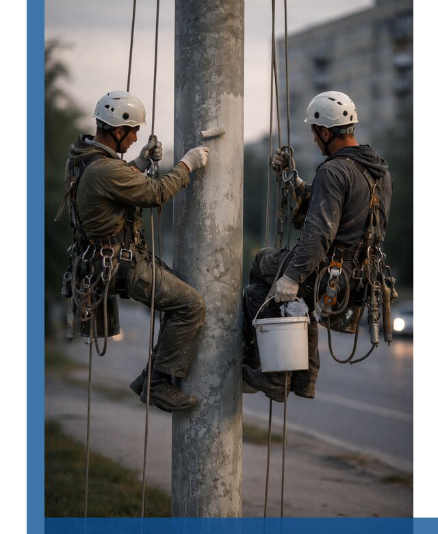 Покраска опор освещения и антикоррозийная защита в Солнечногорске