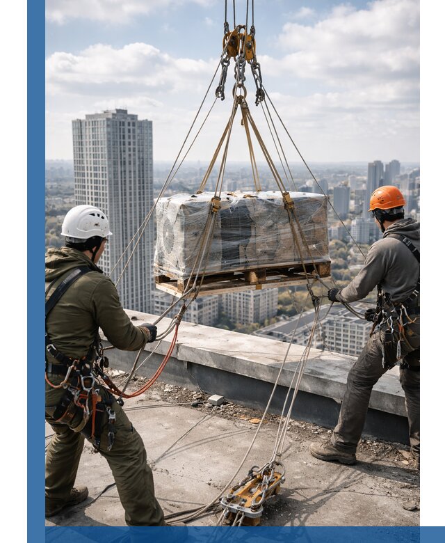 Подъем и монтаж крупногабаритных грузов на крышу в Солнечногорске