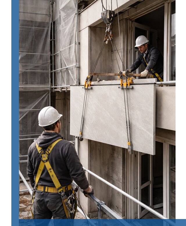 Подъем керамогранита на этаж в Солнечногорске грузчиками и техникой