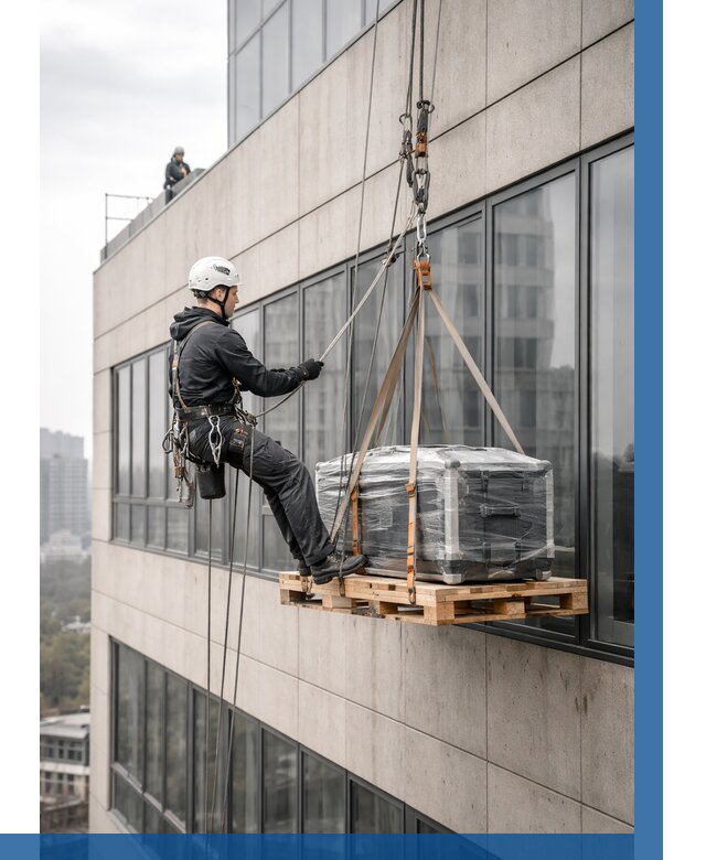 Спуск груза по фасаду в Солнечногорске от 3643 р. | ВЫСОТНИК-Слн