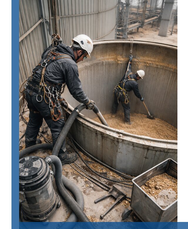 Профессиональная чистка зерновых бункеров в Солнечногорске с выездом